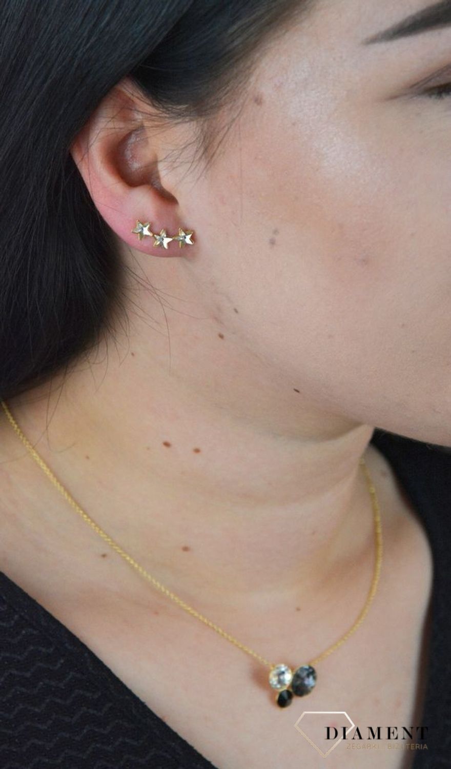 Kolczyki Spark z kryształkami Swarovski nausznice ' Połyskujące gwiazdki' KG281653C.jpg