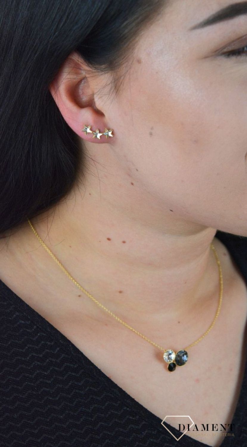 Kolczyki Spark z kryształkami Swarovski nausznice ' Połyskujące gwiazdki' KG281653C.jpg