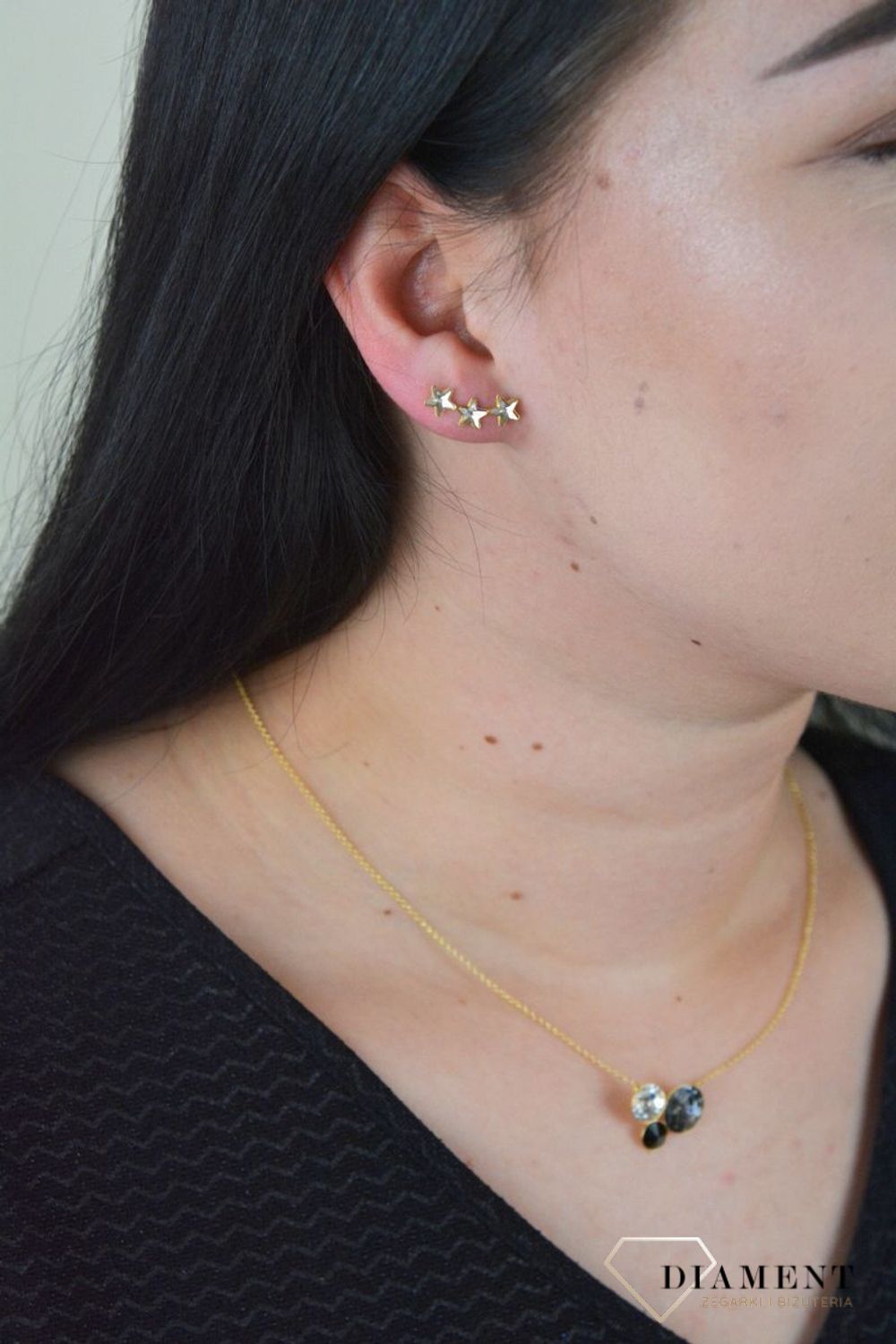 Kolczyki Spark z kryształkami Swarovski nausznice ' Połyskujące gwiazdki' KG281653C.jpg