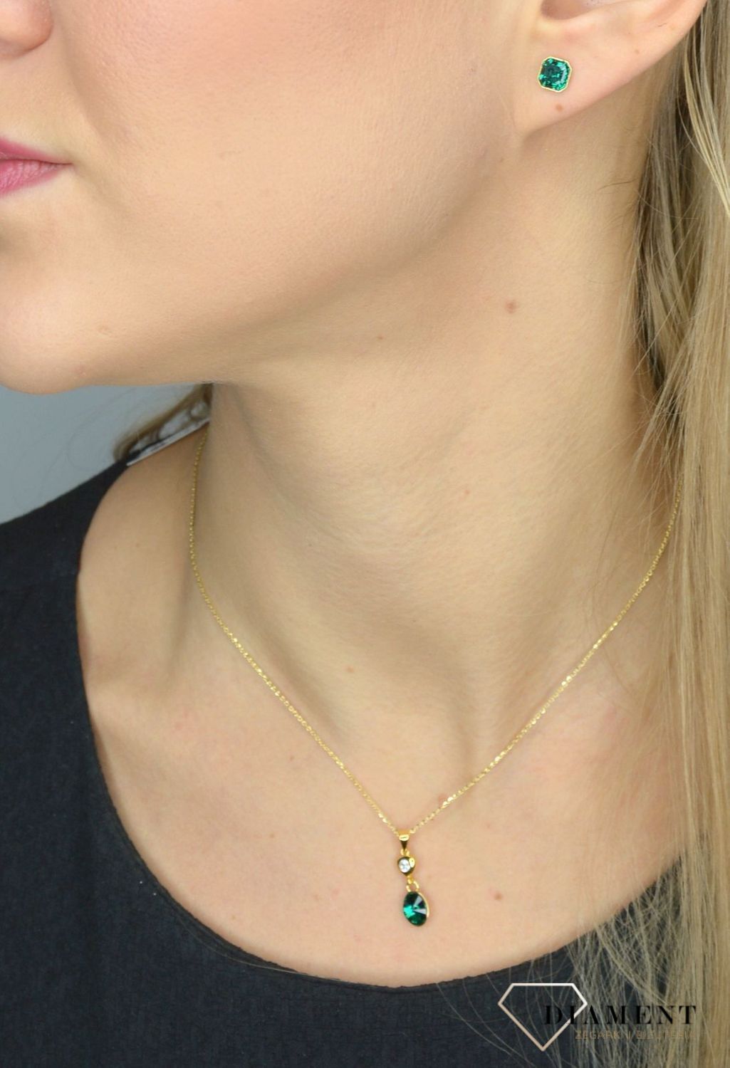 Kolczyki srebrne Swarovski zielone KG44806EM.jpg