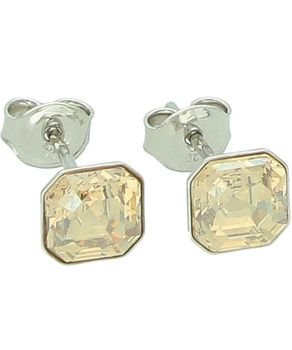 Spark Srebrne Kolczyki KG44806GS - 925 Kwadraciki z Kryształkami Swarovski Champagne Ag.jpg