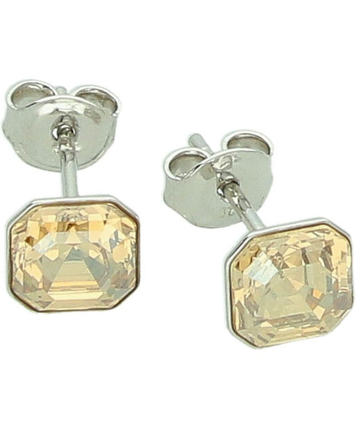 Spark Srebrne Kolczyki KG44806GS - 925 Kwadraciki z Kryształkami Swarovski Champagne Ag.jpg