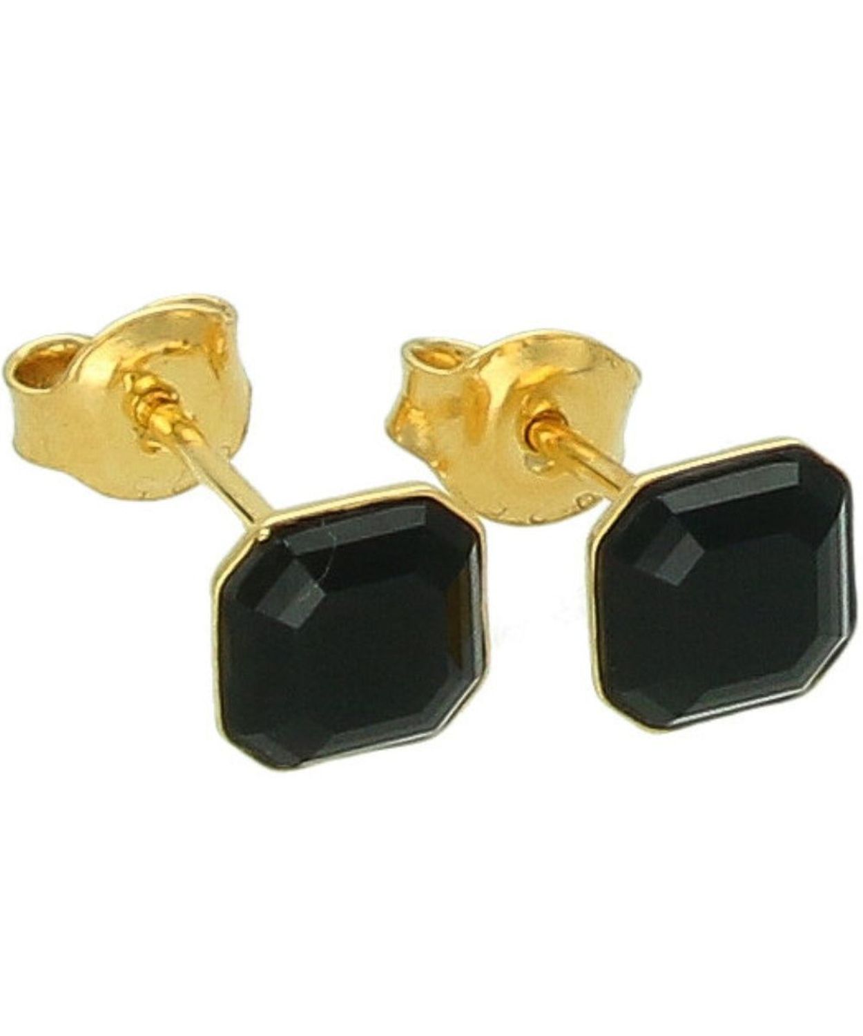 Kolczyki Wkrętki z Czarnym Oczkiem i Złotą Oprawą black.jpg