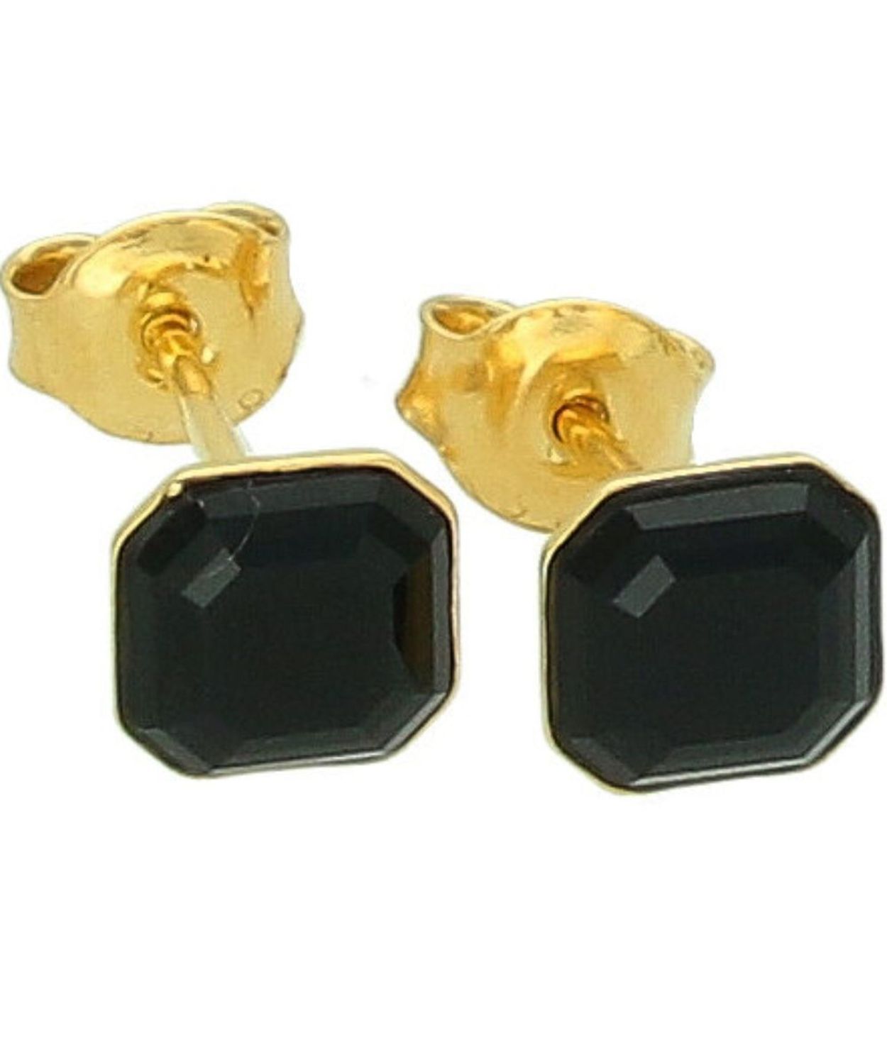 Kolczyki Wkrętki z Czarnym Oczkiem i Złotą Oprawą black.jpg