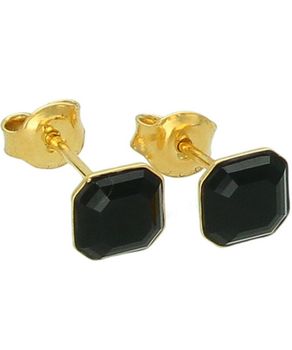 Kolczyki Wkrętki z Czarnym Oczkiem i Złotą Oprawą black.jpg