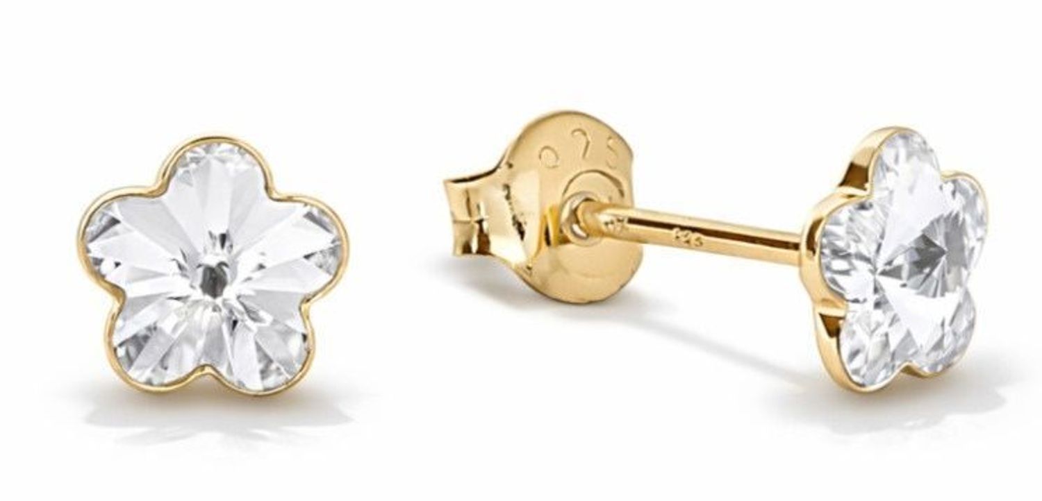 Kolczyki damskie kwiatki Clematis Studs KG47446C – srebrne pozłacane z kryształami Crystal.jpg