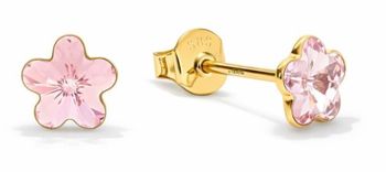 Kolczyki damskie kwiatki Clematis Studs KG47446LR – srebrne pozłacane z pudrowo różowymi kryształami.jpg
