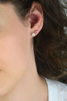 Kolczyki kwiatki Clematis Studs KG47446LR srebro 925 pozłacane pudrowy róż (2).jpg