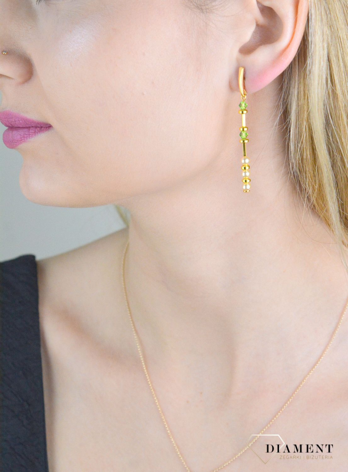 Srebrne kolczyki pozłacane z kryształami, perłą i kamieniami naturalnymi KG58105328LGOPE.jpg