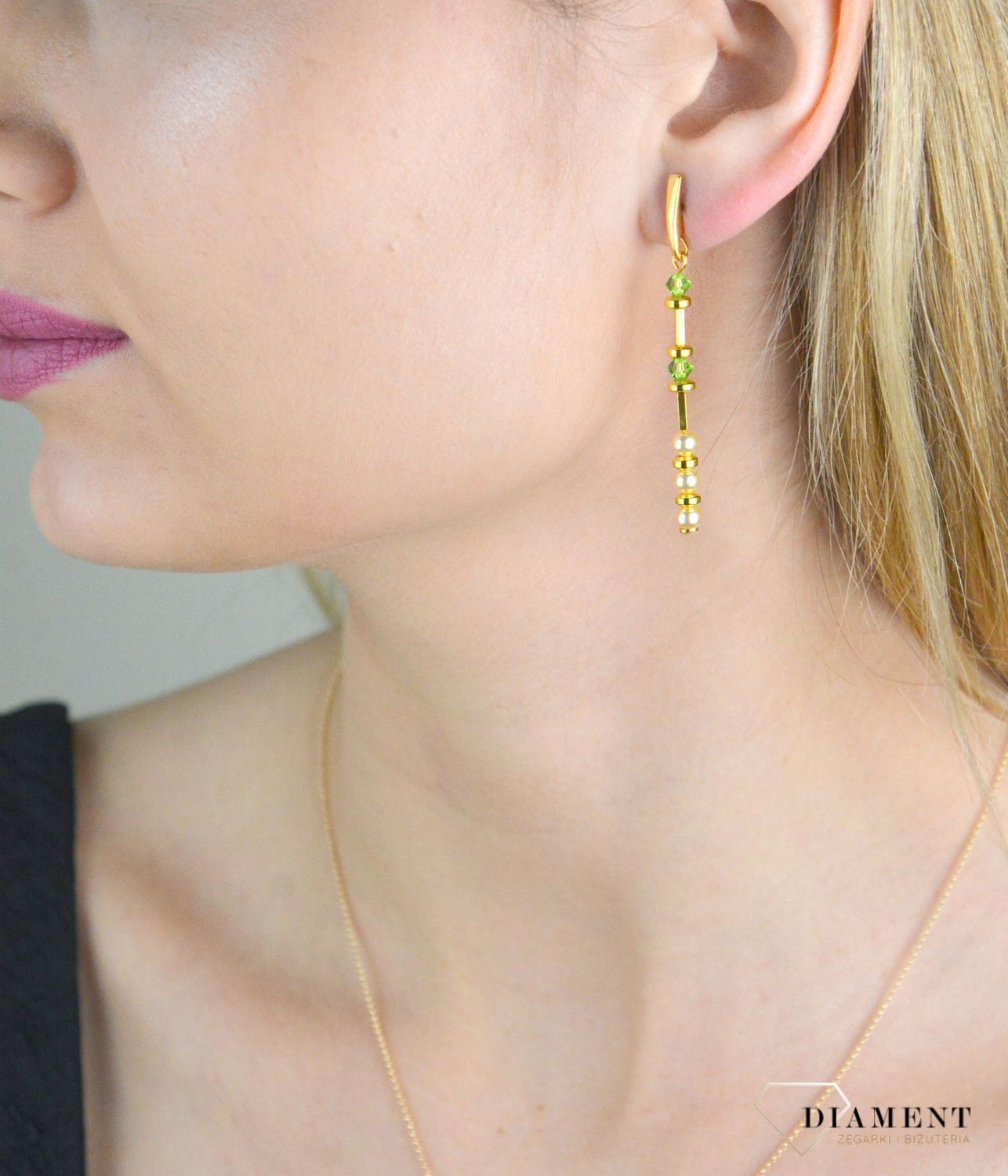 Srebrne kolczyki pozłacane z kryształami, perłą i kamieniami naturalnymi KG58105328LGOPE.jpg