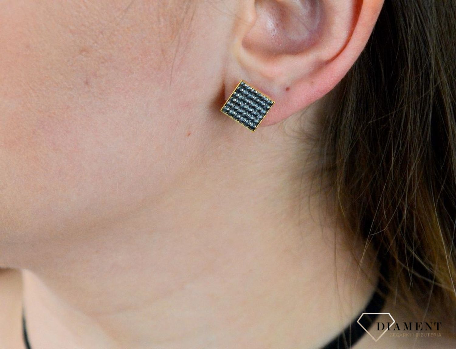 Srebrne kolczyki pozłacane Spark z Kryształkami Swarovski Crystal Silver Night KGFM6SN.jpg