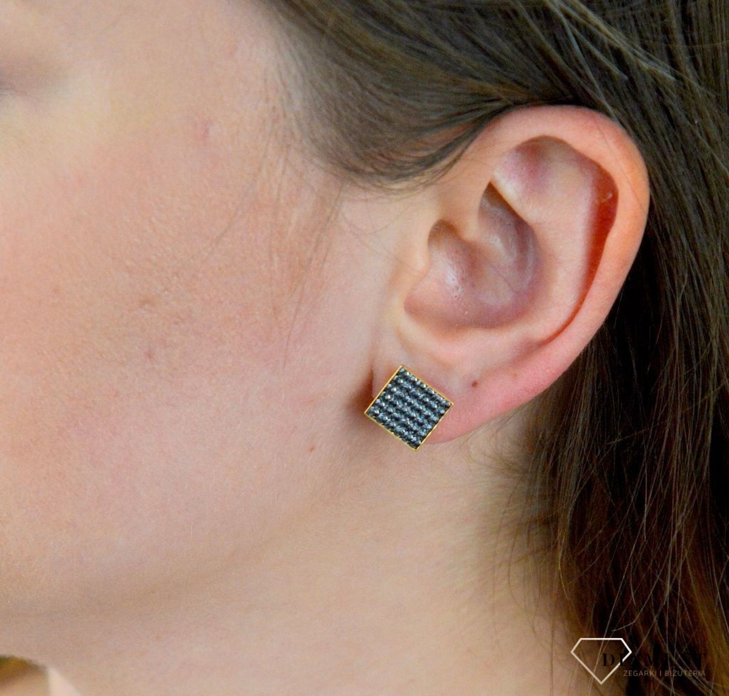 Srebrne kolczyki pozłacane Spark z Kryształkami Swarovski Crystal Silver Night KGFM6SN.jpg