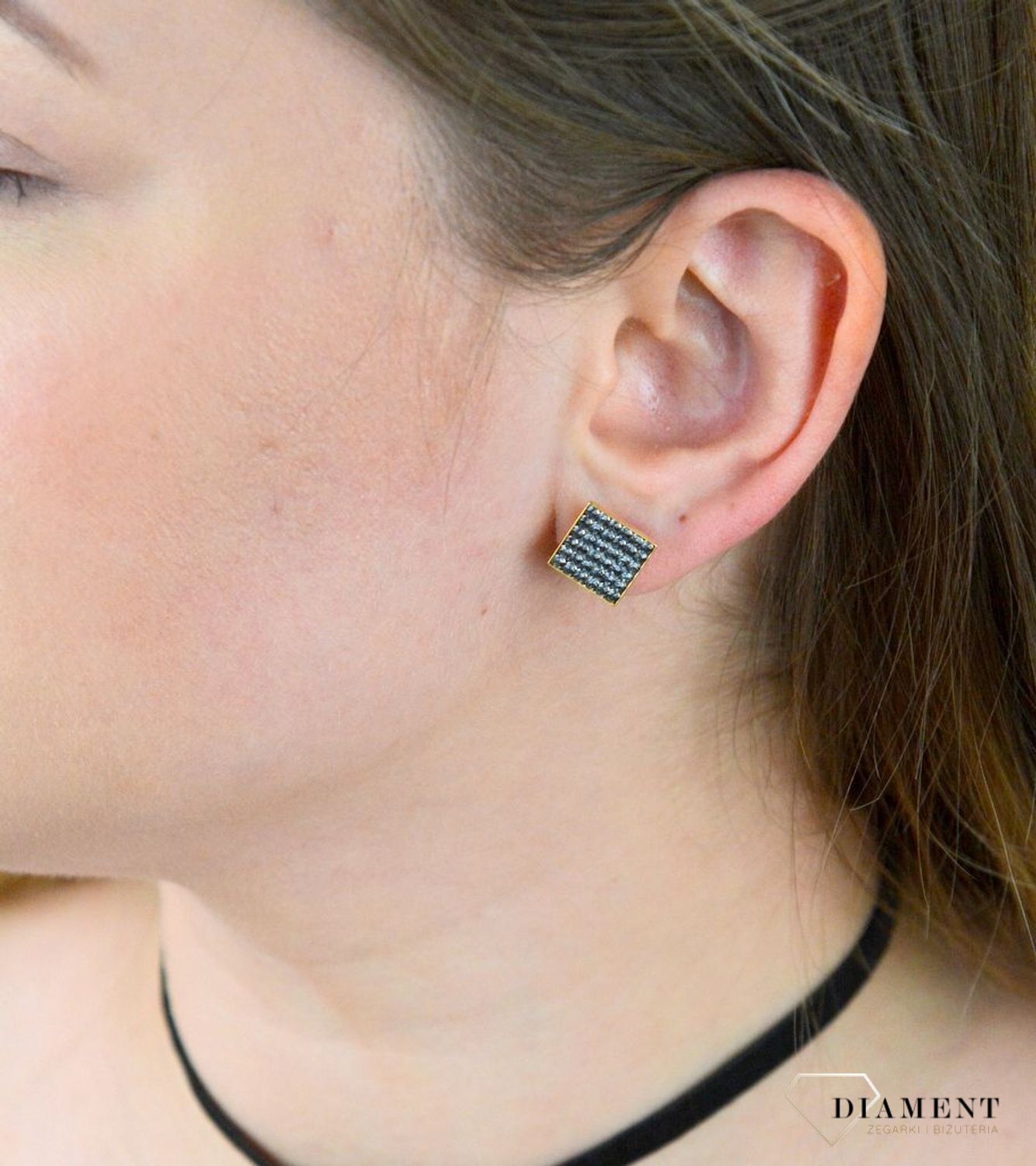 Srebrne kolczyki pozłacane Spark z Kryształkami Swarovski Crystal Silver Night KGFM6SN.jpg