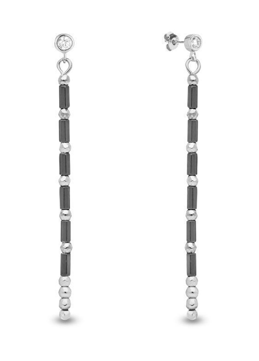 Kolczyki srebrne wiszące Swarovski z kryształkami w kolorze Silver Night KHEB1S.  Kolczyki wiszące Spark. Kolczyki z kryształkiem Swarovskiego. Kolczyki w czarno-srebrnym kolorze. Idealny pomysł na prezent.jpg