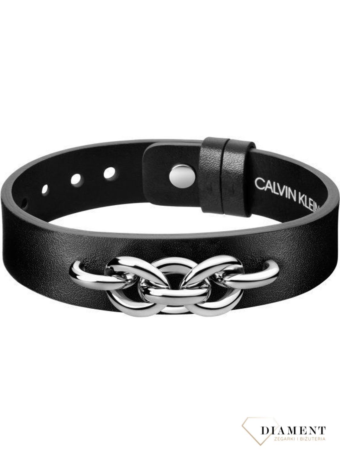Biżuteria męska Calvin Klein bransoletka Calvin Klein KJALMB090100. Bransoletka w kolorze czarnym wykonana ze stali szlachetnej i skóry.  Czerń pasuje do każdego koloru, tak więc bransoletka jest  uniwersalna i bar.jpg