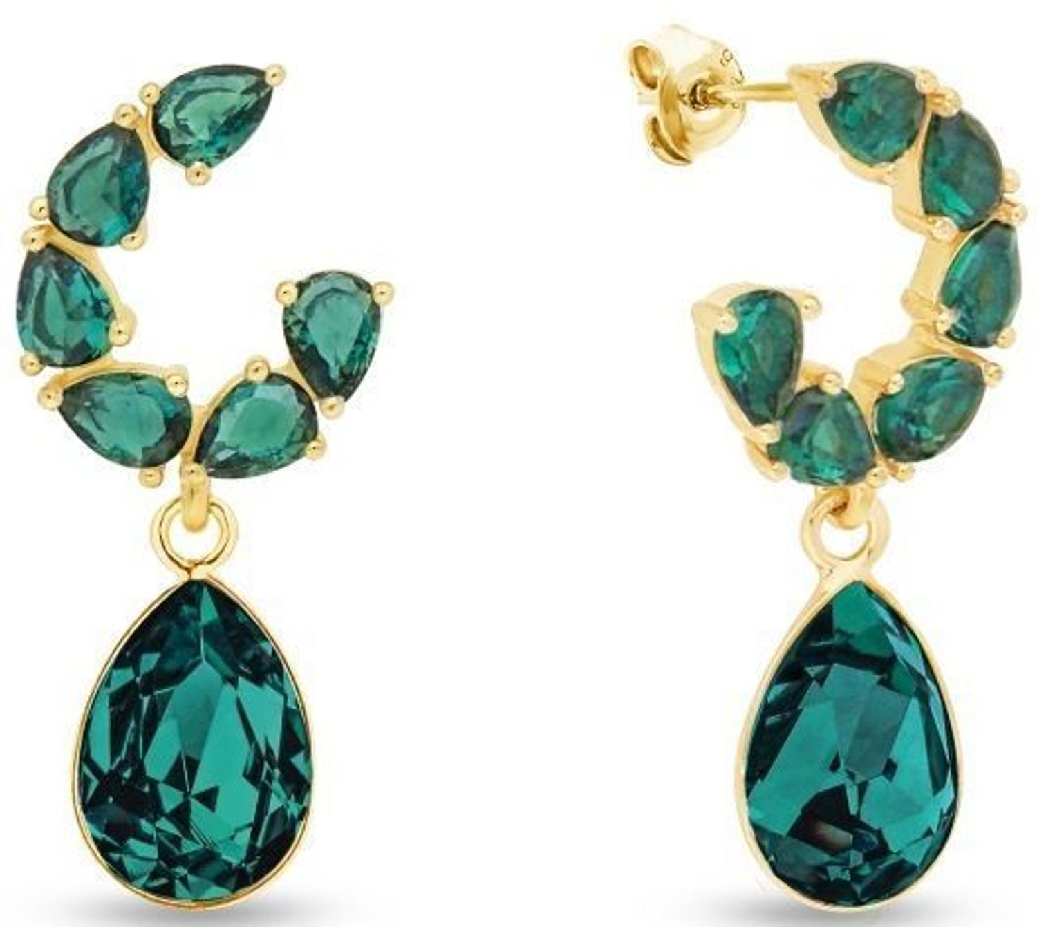 Kolczyki Spark KKG4320EMEM z pozłacanego srebra 925, ozdobione zielonymi cyrkoniami i kryształami Emerald. Zapięcie sztyft.1.jpg