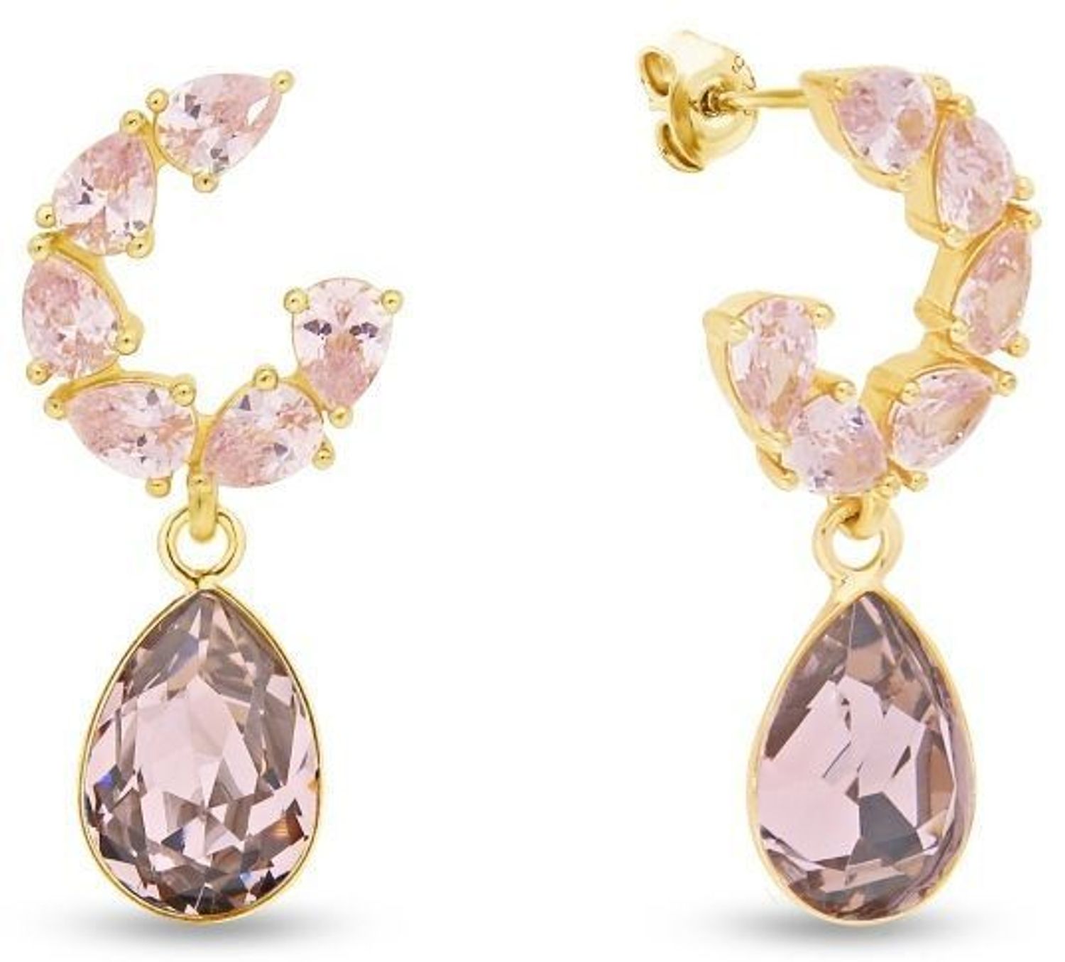 Kolczyki z pozłacanego srebra 925 z zielonymi cyrkoniami i kryształami Vintage Rose. Długość 2,1 cm. Eleganckie opakowanie w zestawie.1.jpg