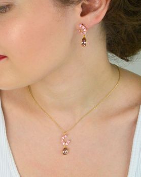 Kolczyki z pozłacanego srebra 925 z zielonymi cyrkoniami i kryształami Vintage Rose. Długość 2,1 cm. Eleganckie opakowanie w zestawie (3).JPG