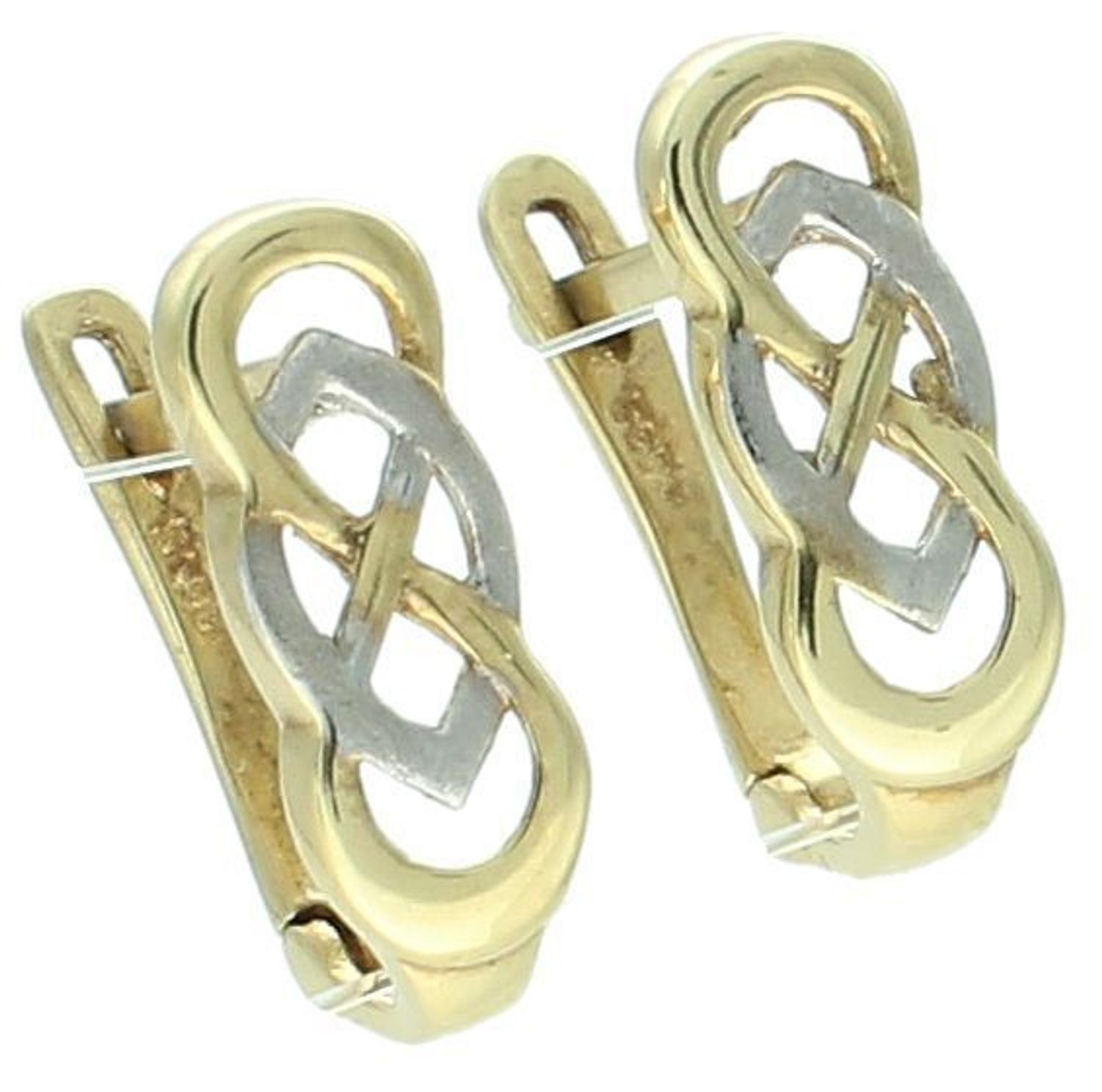 Kolczyki złote węzeł zapięcie angielskie próba 585 KL1654. Złote kolczyki damskie. Złote kolczyki na komunię. Damska biżuteria złota. Kolczyki z wygodnym zapięciem. 1.jpg