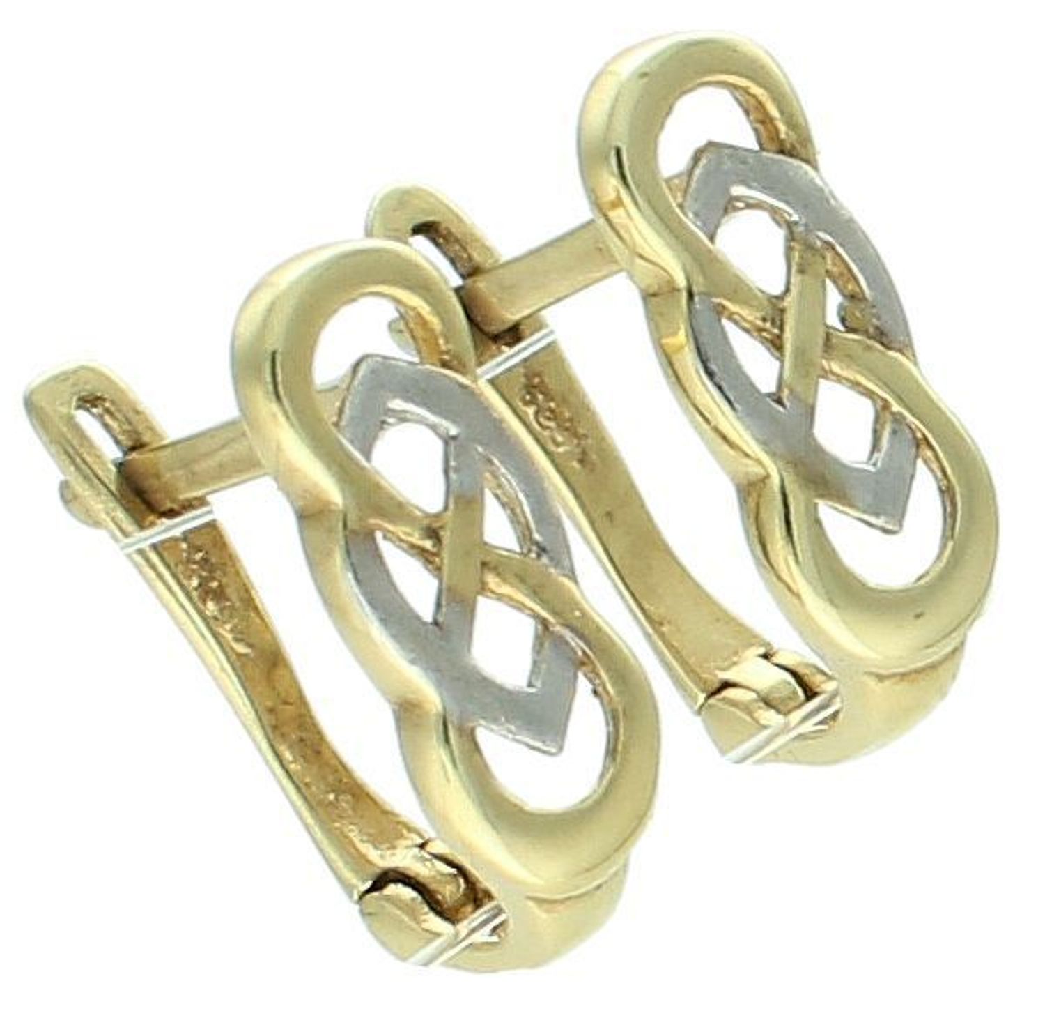 Kolczyki złote węzeł zapięcie angielskie próba 585 KL1654. Złote kolczyki damskie. Złote kolczyki na komunię. Damska biżuteria złota. Kolczyki z wygodnym zapięciem. 1.jpg