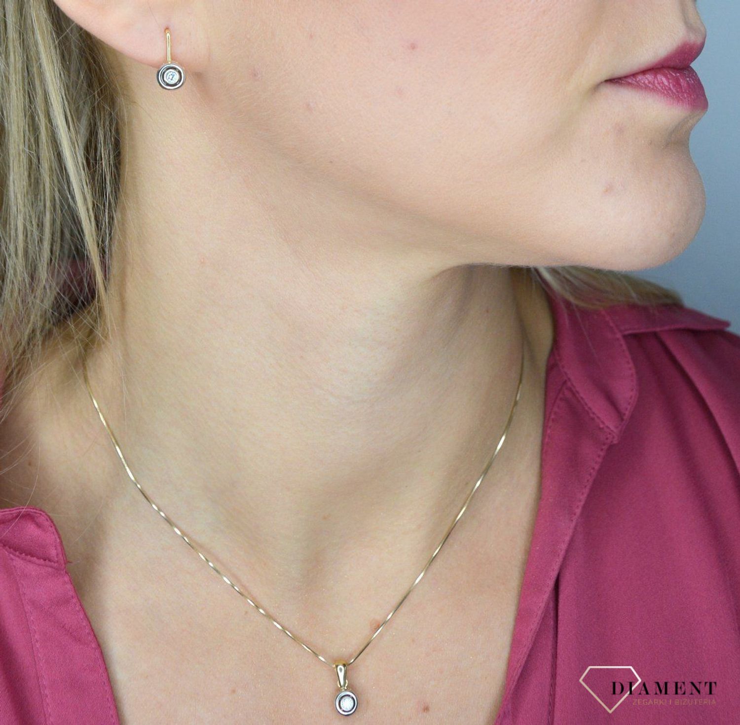 Kolczyki złote DIAMENT wiszące 585 diamenty KL56.jpg