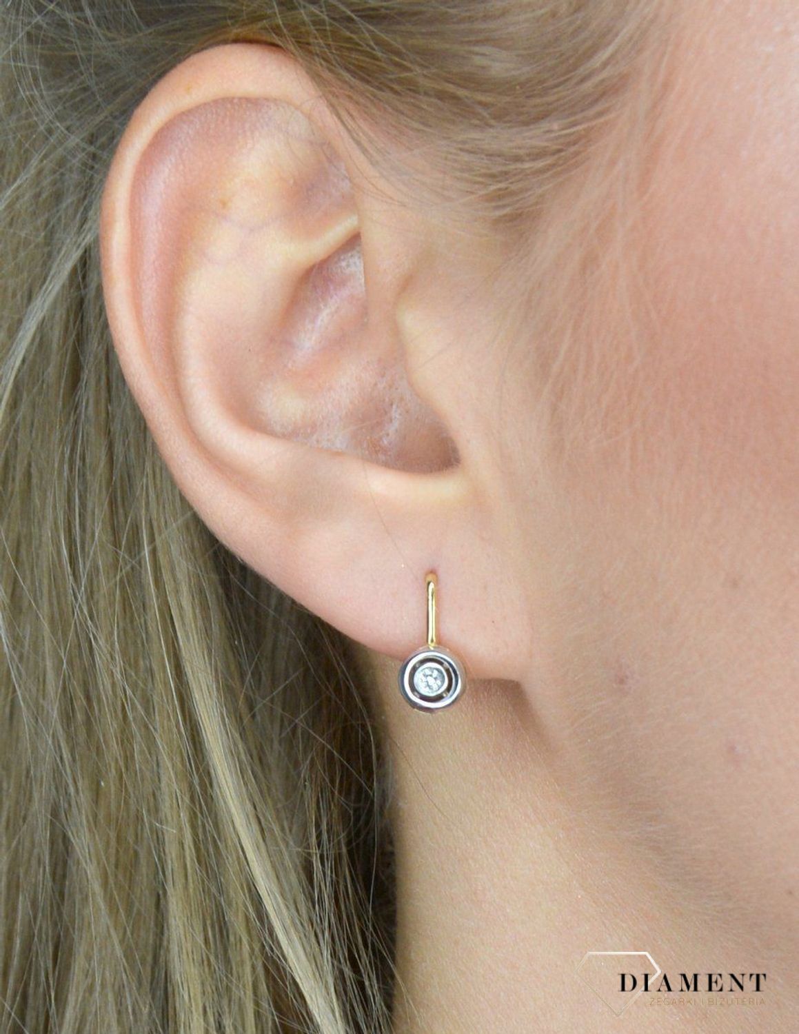 Kolczyki złote DIAMENT wiszące 585 diamenty KL56.jpg