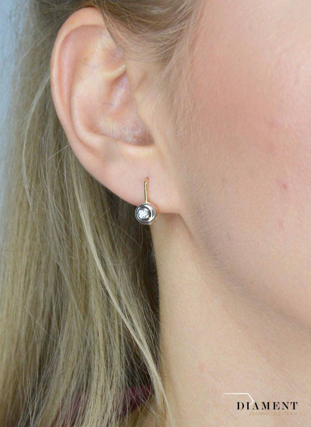 Kolczyki złote DIAMENT wiszące 585 diamenty KL56.jpg