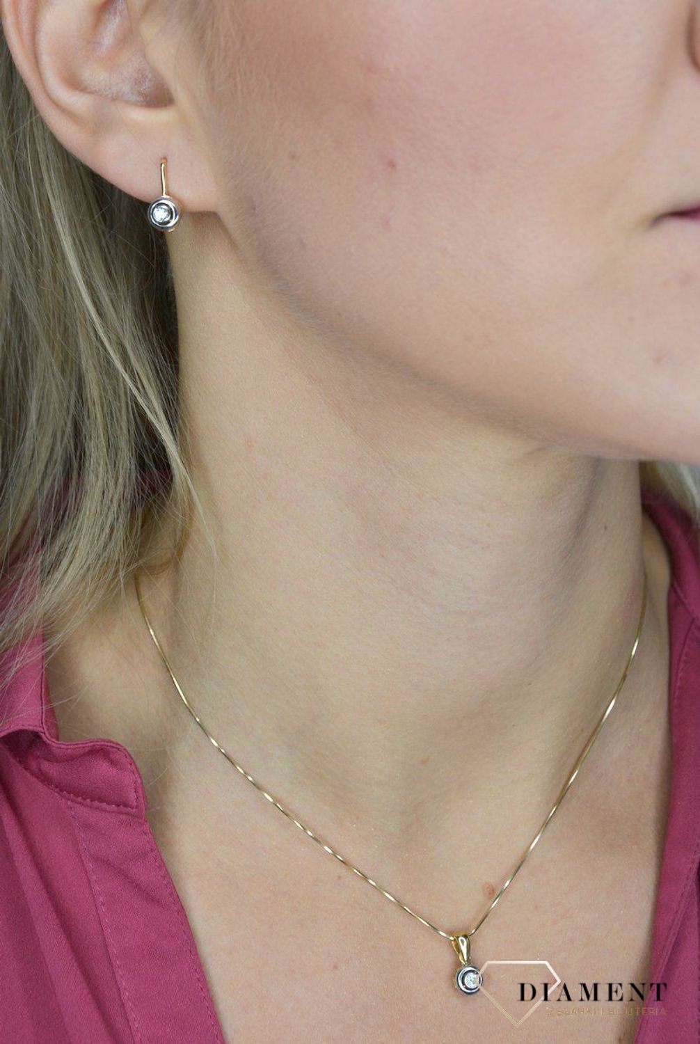 Kolczyki złote DIAMENT wiszące 585 diamenty KL56.jpg