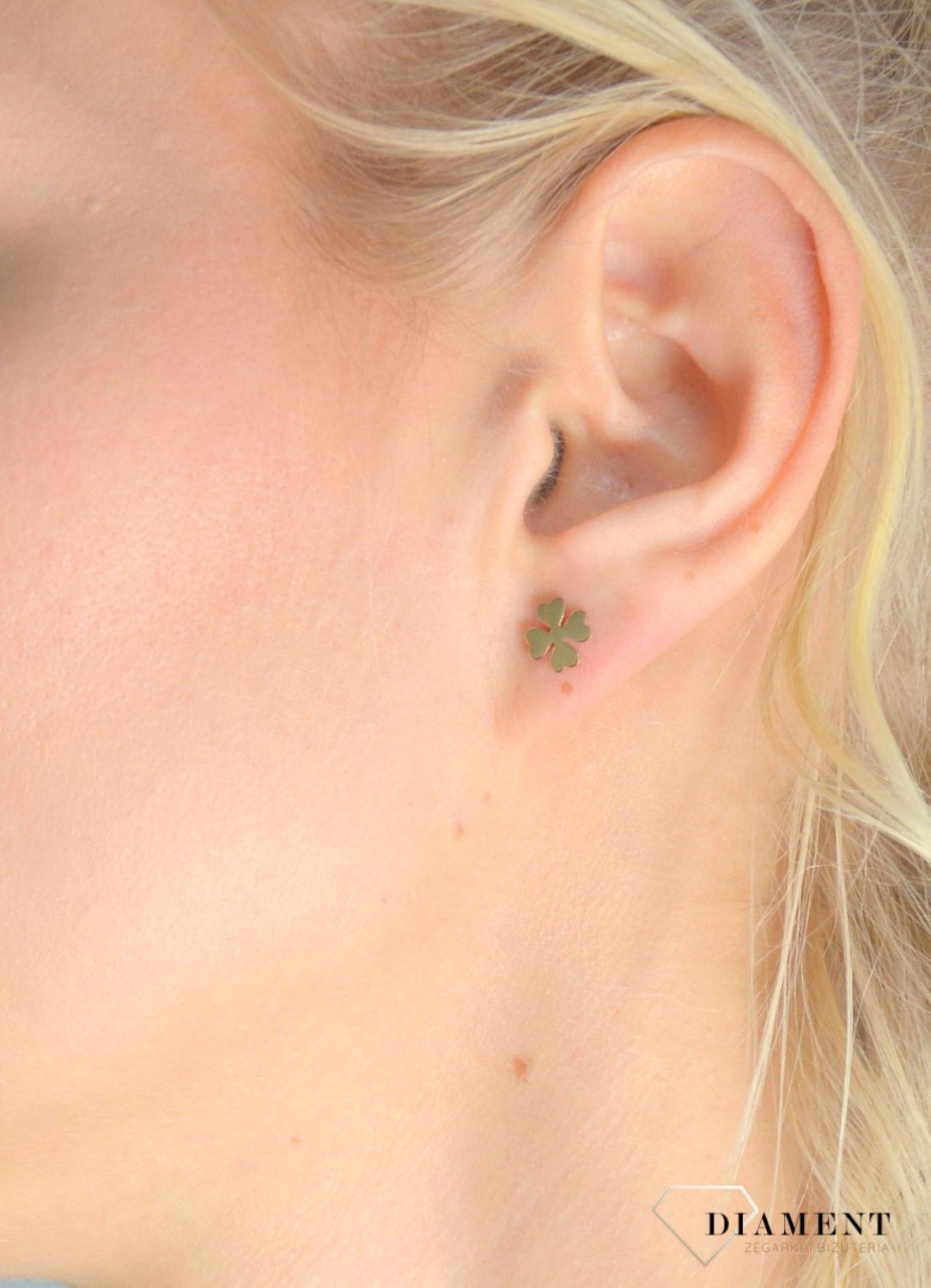 Kolczyki złote koniczynki celebrytki na sztyft KL5887.jpg