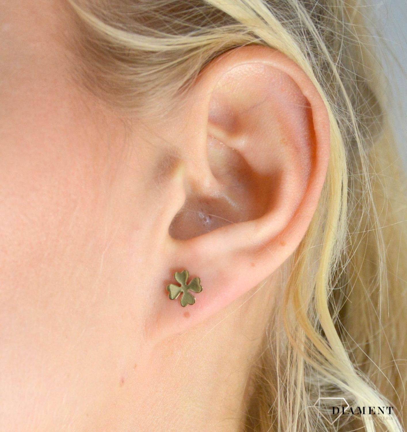 Kolczyki złote koniczynki celebrytki na sztyft KL5887.jpg