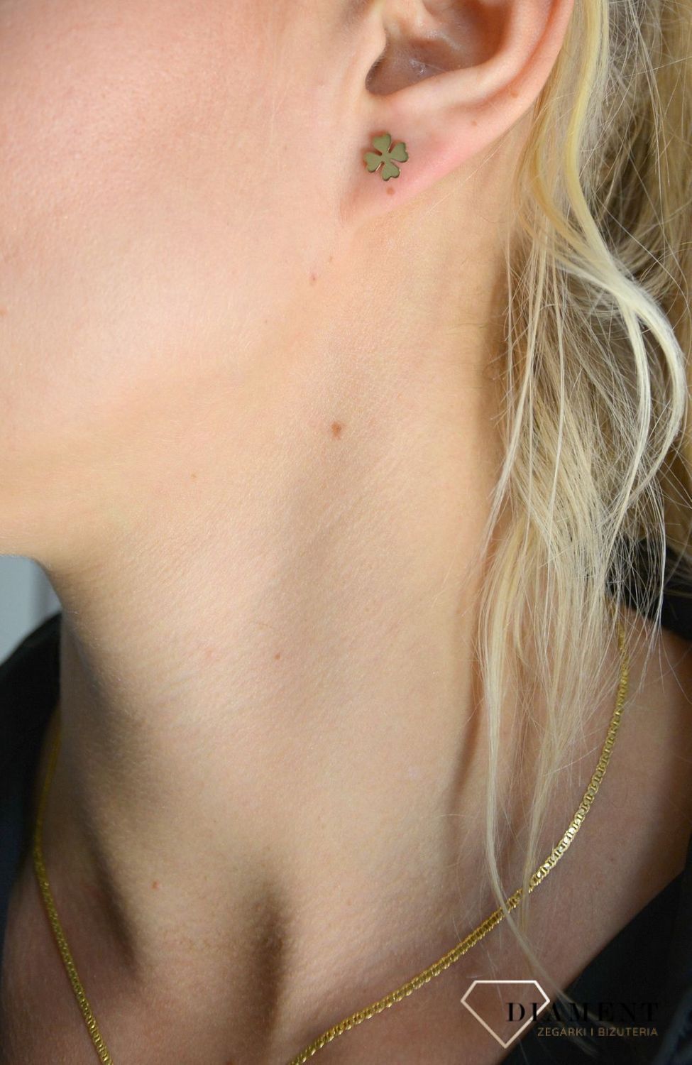 Kolczyki złote koniczynki celebrytki na sztyft KL5887.jpg