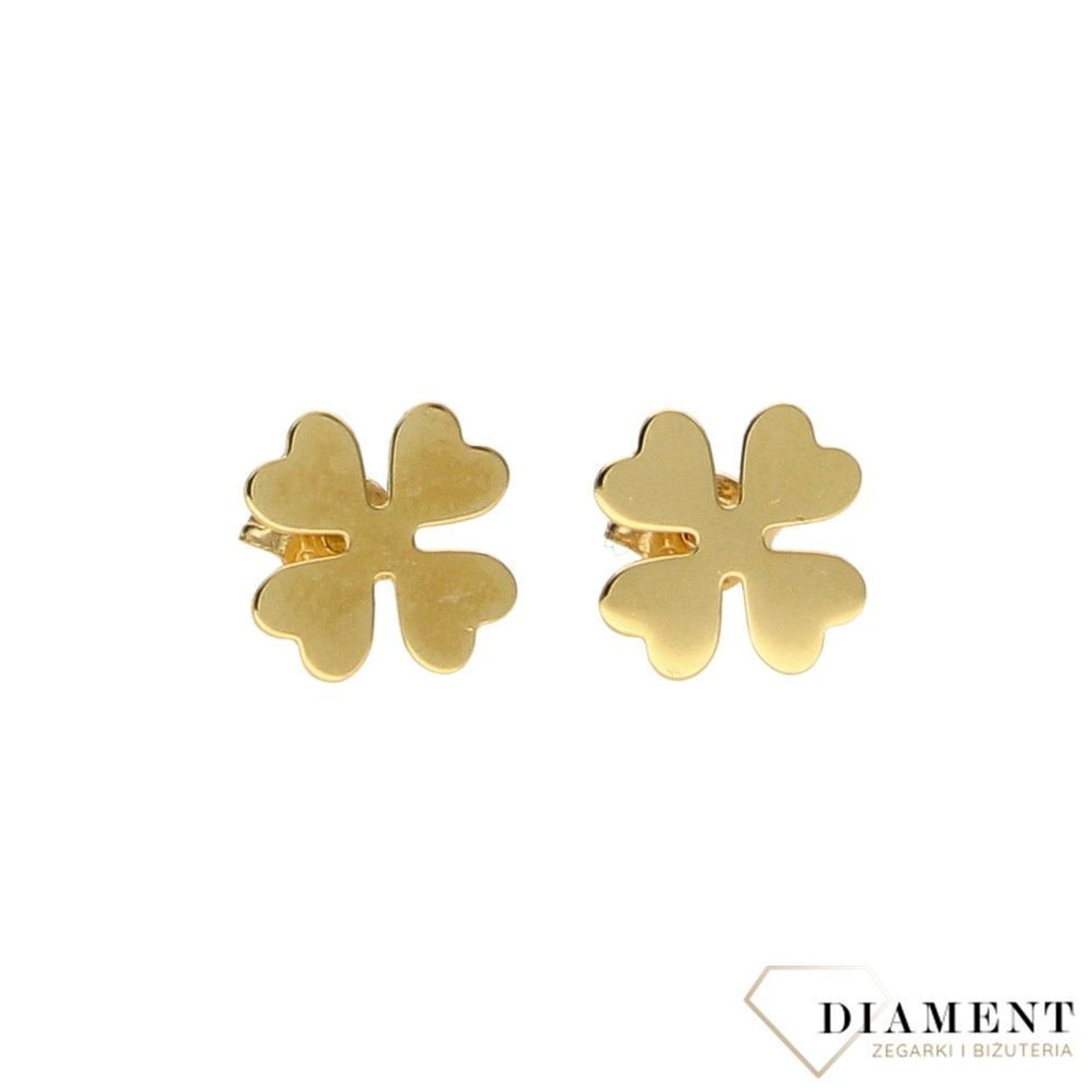 Kolczyki złote koniczynki celebrytki na sztyft KL5887.jpg