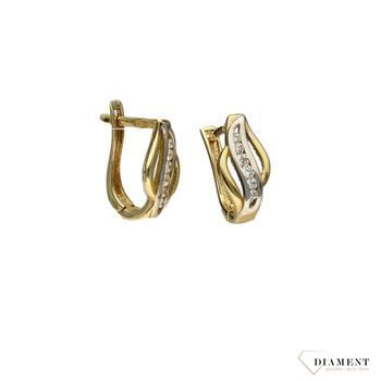 Złote kolczyki angielskie zapięcie próba 333 z cyrkonią.jpg