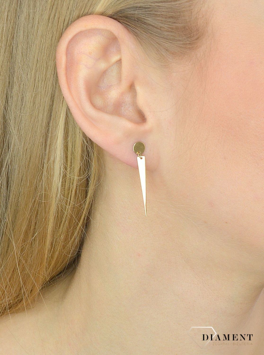 Kolczyki złote próby 585 kółeczko z wiszącym trójkątem KL7931.jpg