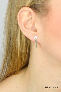 Kolczyki złote próby 585 kółeczko z wiszącym trójkątem KL7931  ✓Kolczyki złote w Sklepie z Biżuterią zegarki-diament.pl✓Piękne i Eleganckie Kolczyki dla Kobiet (4).JPG