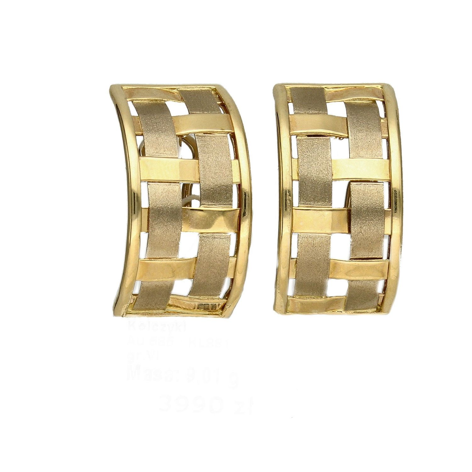 Kolczyki złote próby 585 w kratkę KL881.jpg