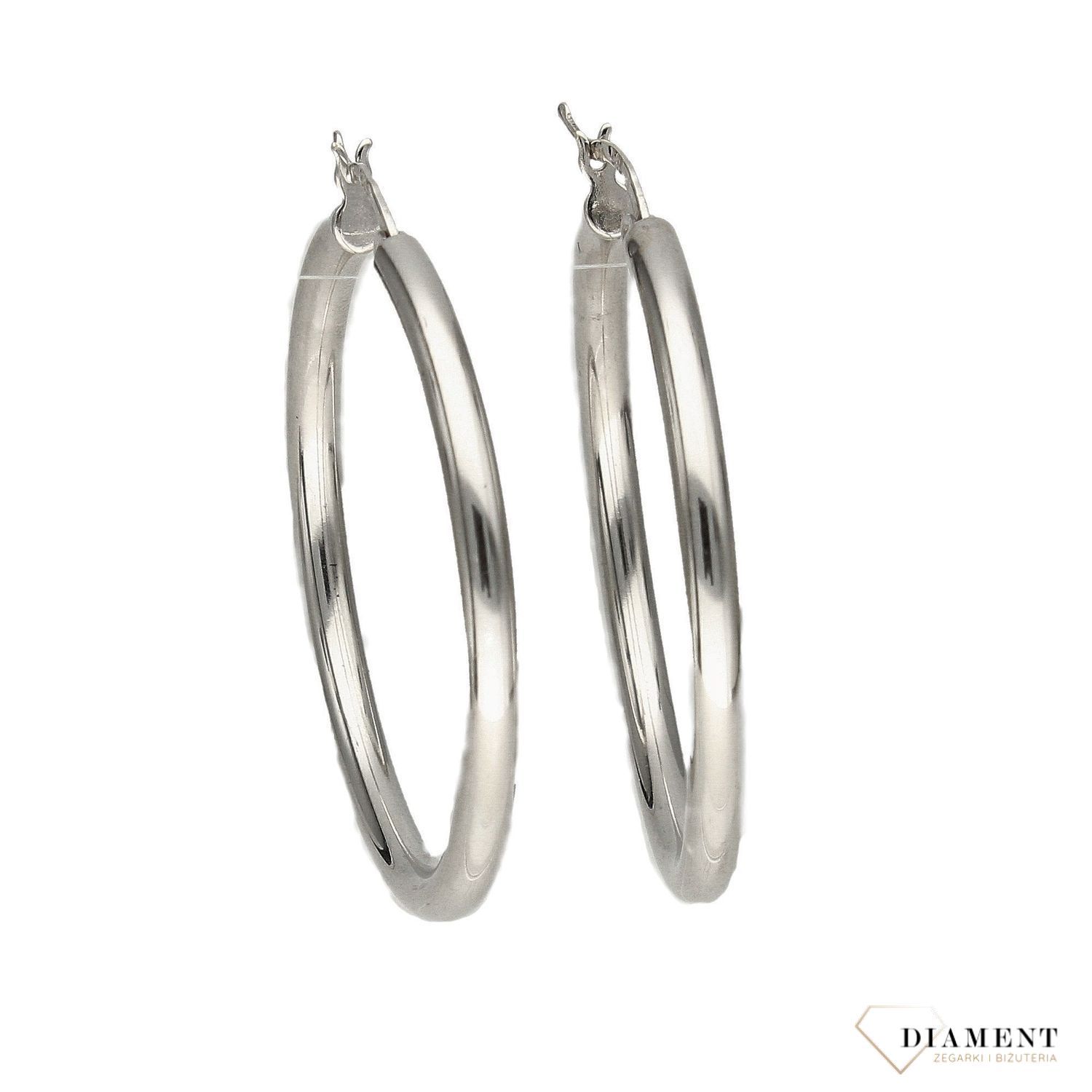 Złote kolczyki koła 585 białe złoto 4 cm KLC-000000-158-585.jpg