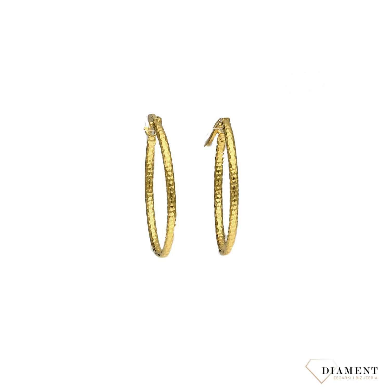 Złote kolczyki koła 585 owalne diamentowane 2 cm KLC-000000-159-585.jpg