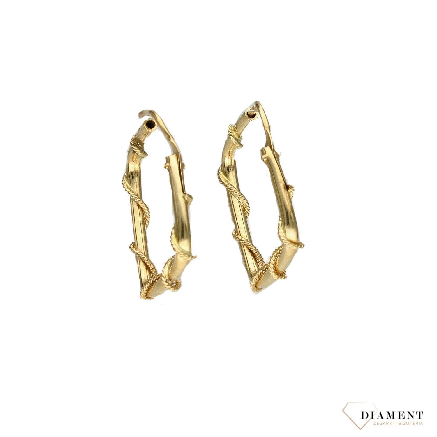 Złote kolczyki kwadraty 585 plecione 2 cm KLC-000000-160-585.jpg