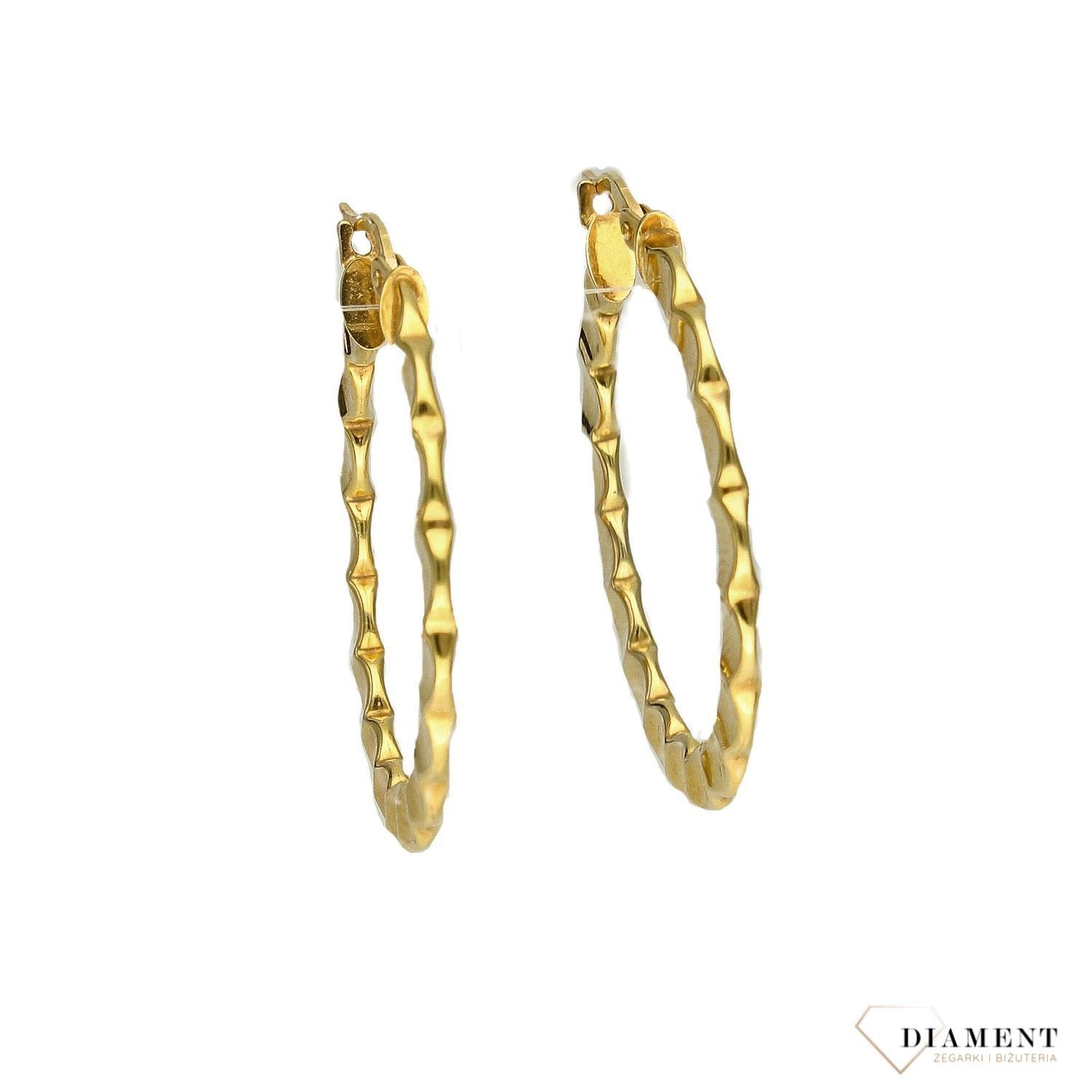 Złote kolczyki koła 585 karbowane 3 cm KLC-000000-168-585.jpg