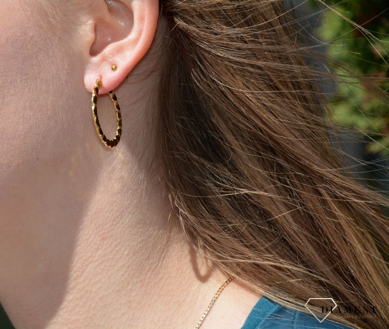 Złote kolczyki koła 585 karbowane 3 cm KLC-000000-168-585.jpg