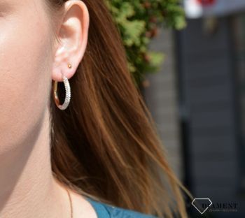Złote kolczyki koła 585 z białym złotem i cyrkoniami 2,5 cm✓ Kolczyki złote w Sklepie z Biżuterią zegarki-diament.pl✓ Piękne Kolczyki dla Kobiet✓ Prawd.JPG