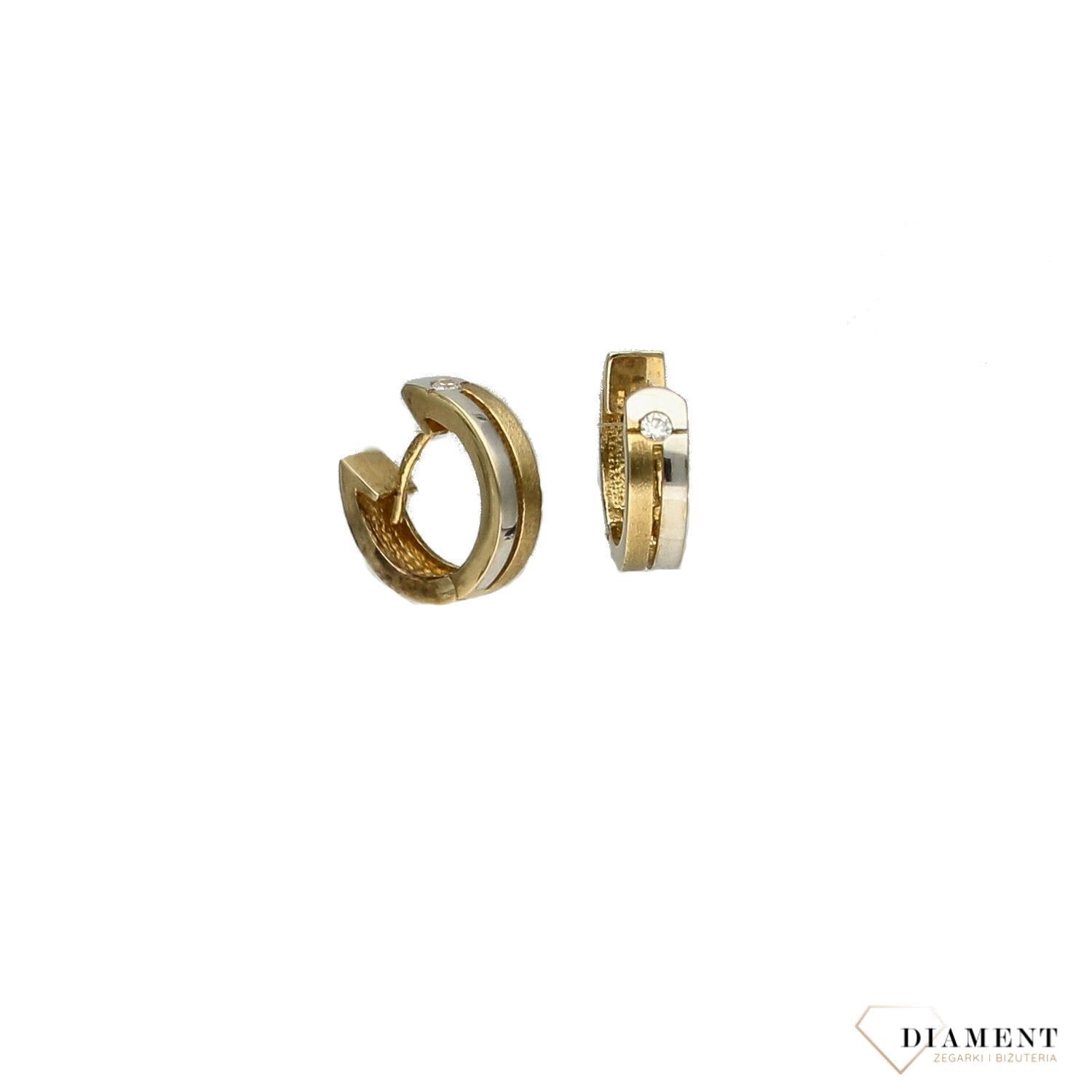 Złote kolczyki koła z białym złotem i cyrkonią KLC-000000-192-333d.jpg