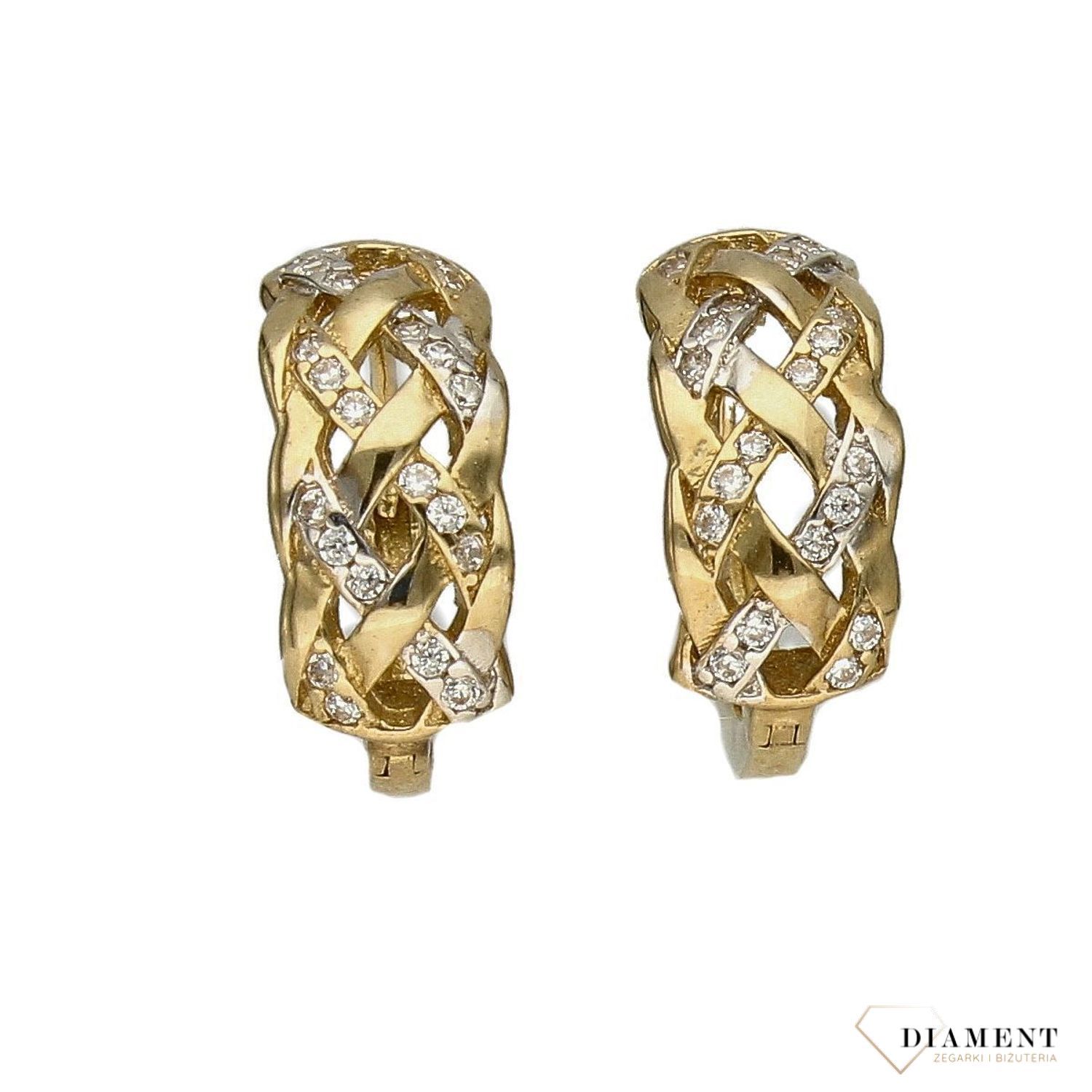 Złote kolczyki koła 333 siateczka z cyrkoniami 1,5 cm KLC-000000-201-333.jpg