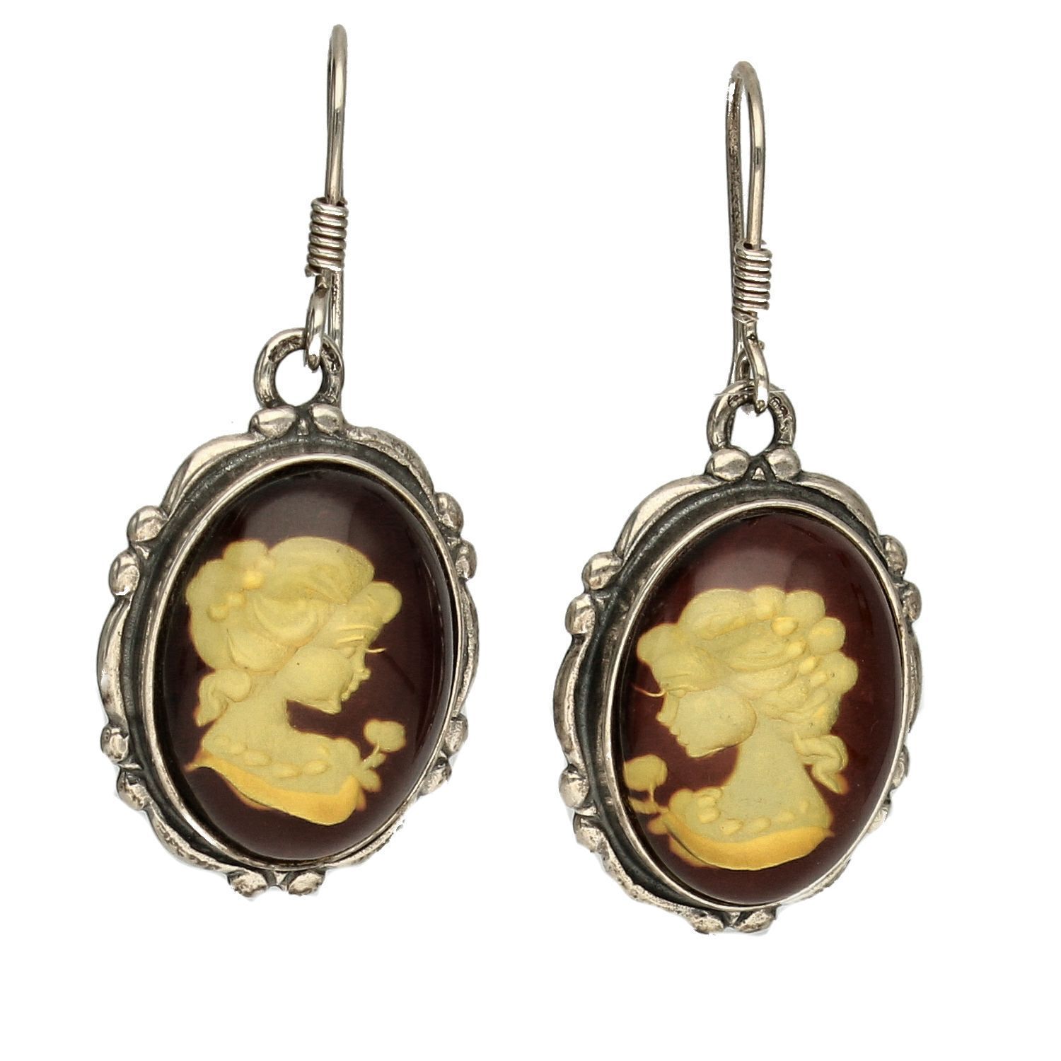 Srebrne kolczyki z bursztynem Kamea DIA-KLC-2444.jpg