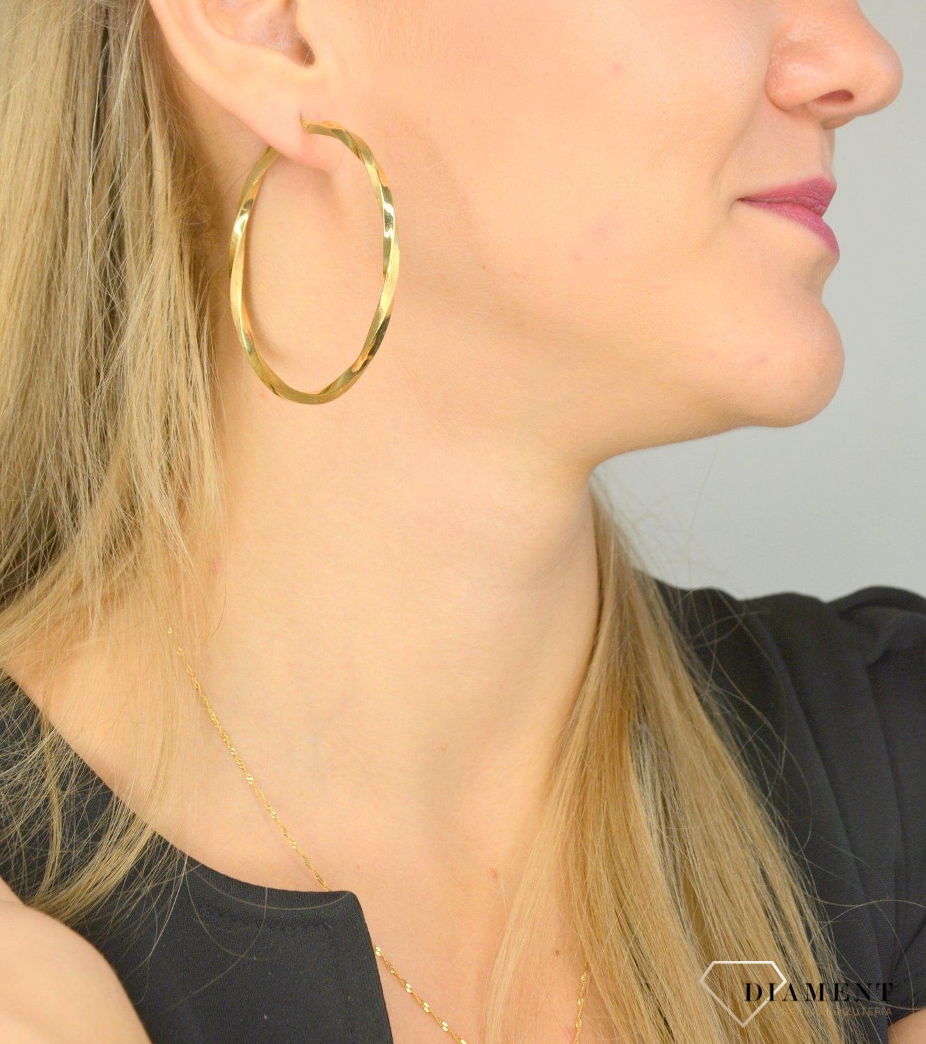 Złote kolczyki koła 585 duże poskręcane 6,5 cm KLC-000000-250-585.jpg