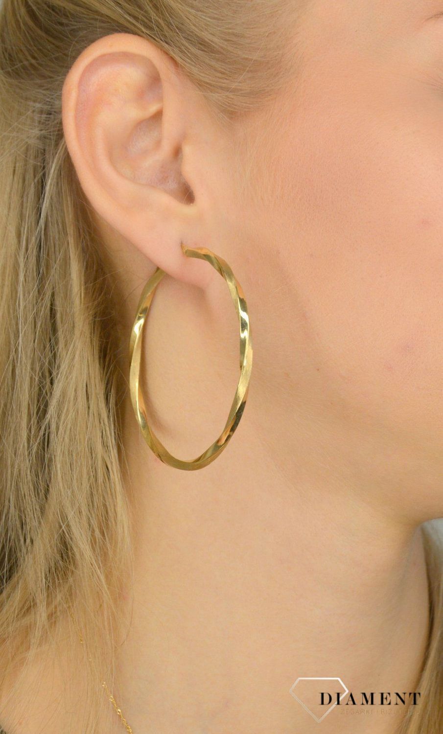 Złote kolczyki koła 585 duże poskręcane 6,5 cm KLC-000000-250-585.jpg