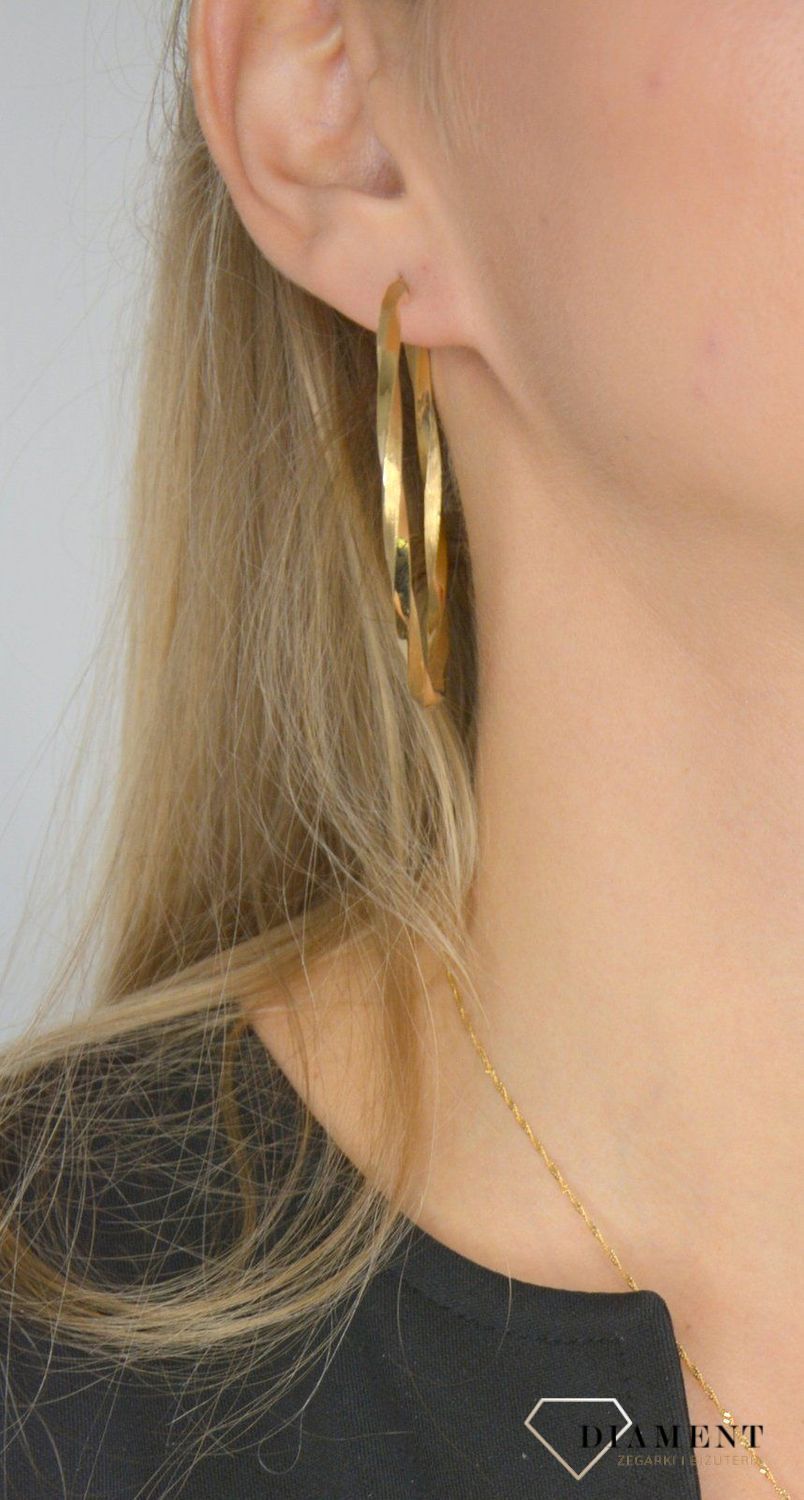 Złote kolczyki koła 585 duże poskręcane 6,5 cm KLC-000000-250-585.jpg