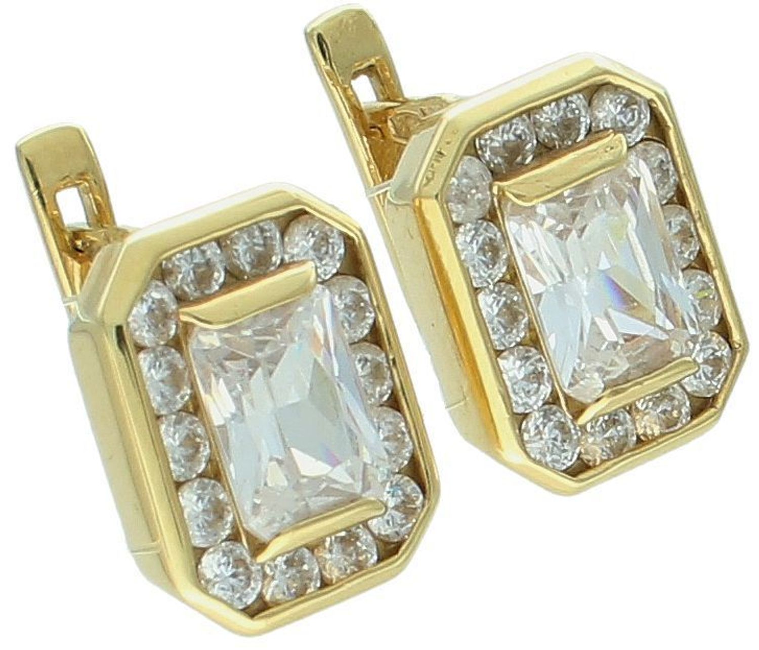 Kolczyki złote 585 duże kwadratowe cyrkonie KLC-000000-282-585 Eleganckie kolczyki na zapięcie angielskie są uroczym i skromnym dodatkiem,1.jpg