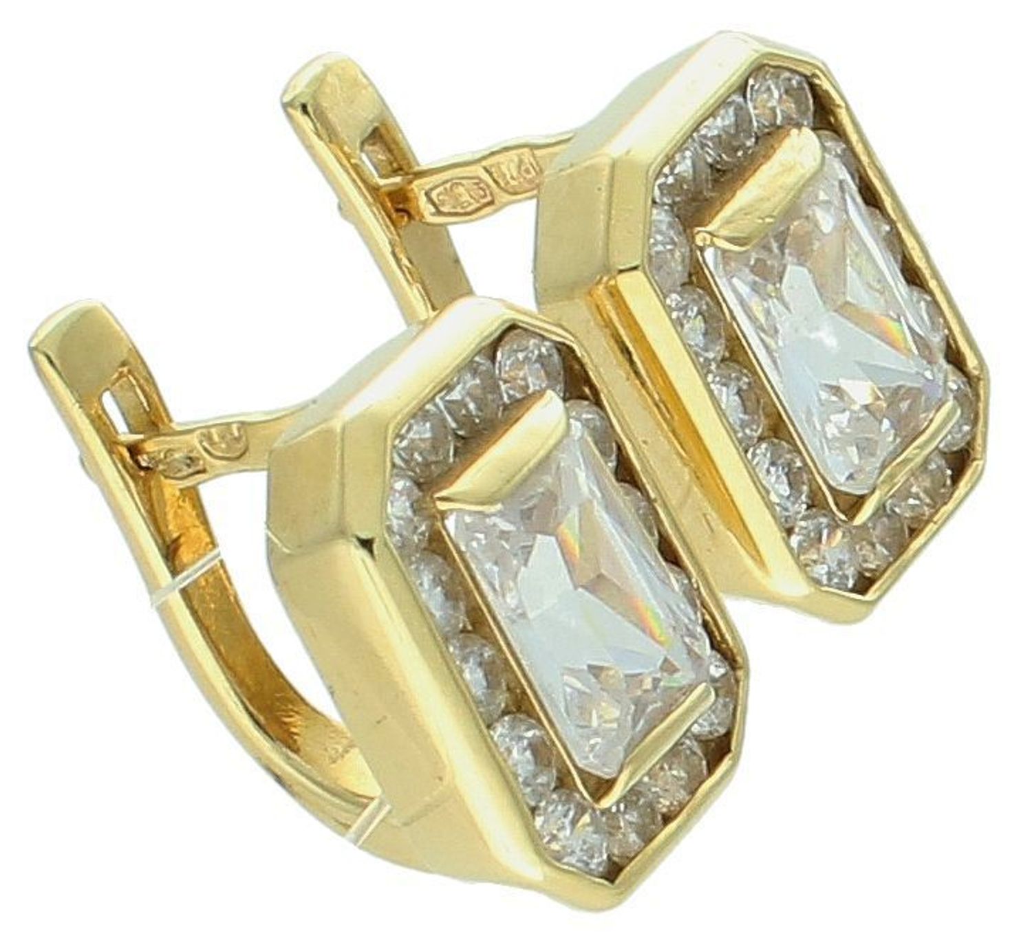 Kolczyki złote 585 duże kwadratowe cyrkonie KLC-000000-282-585 Eleganckie kolczyki na zapięcie angielskie są uroczym i skromnym dodatkiem,1.jpg